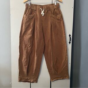 DAVI & DANI Tan Bohemia Joggers Pants Elastic Waistband Large